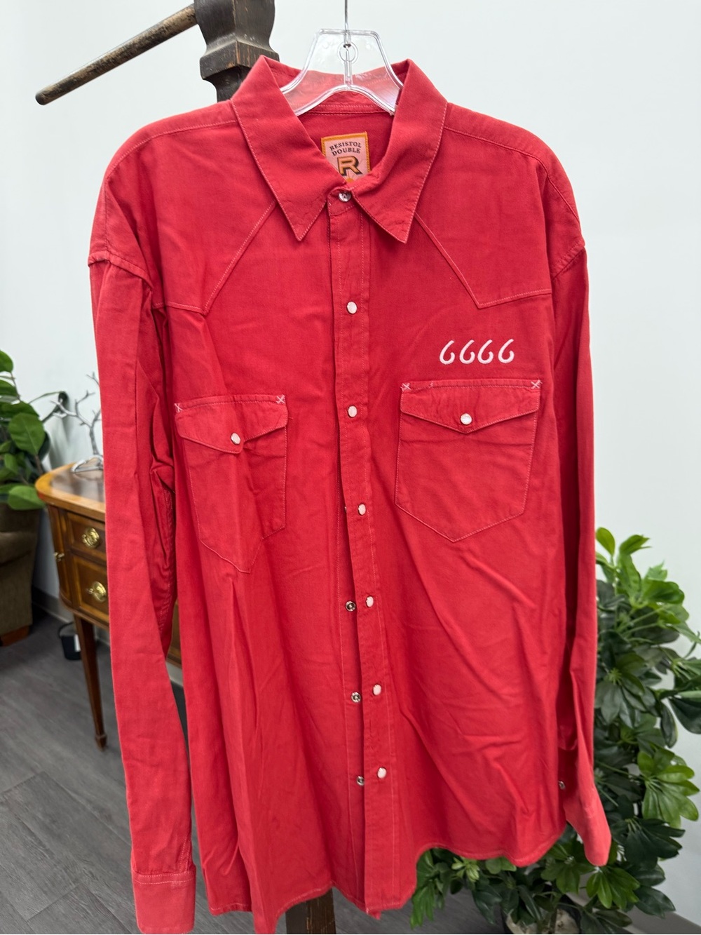 Resistol Double R Men's Red Casual Button-Down Western Shirt